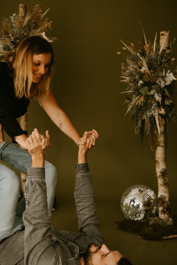 couple fond vert noël