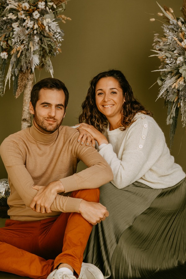 Ludivine et Martin 161022 -3 couple fond vert
